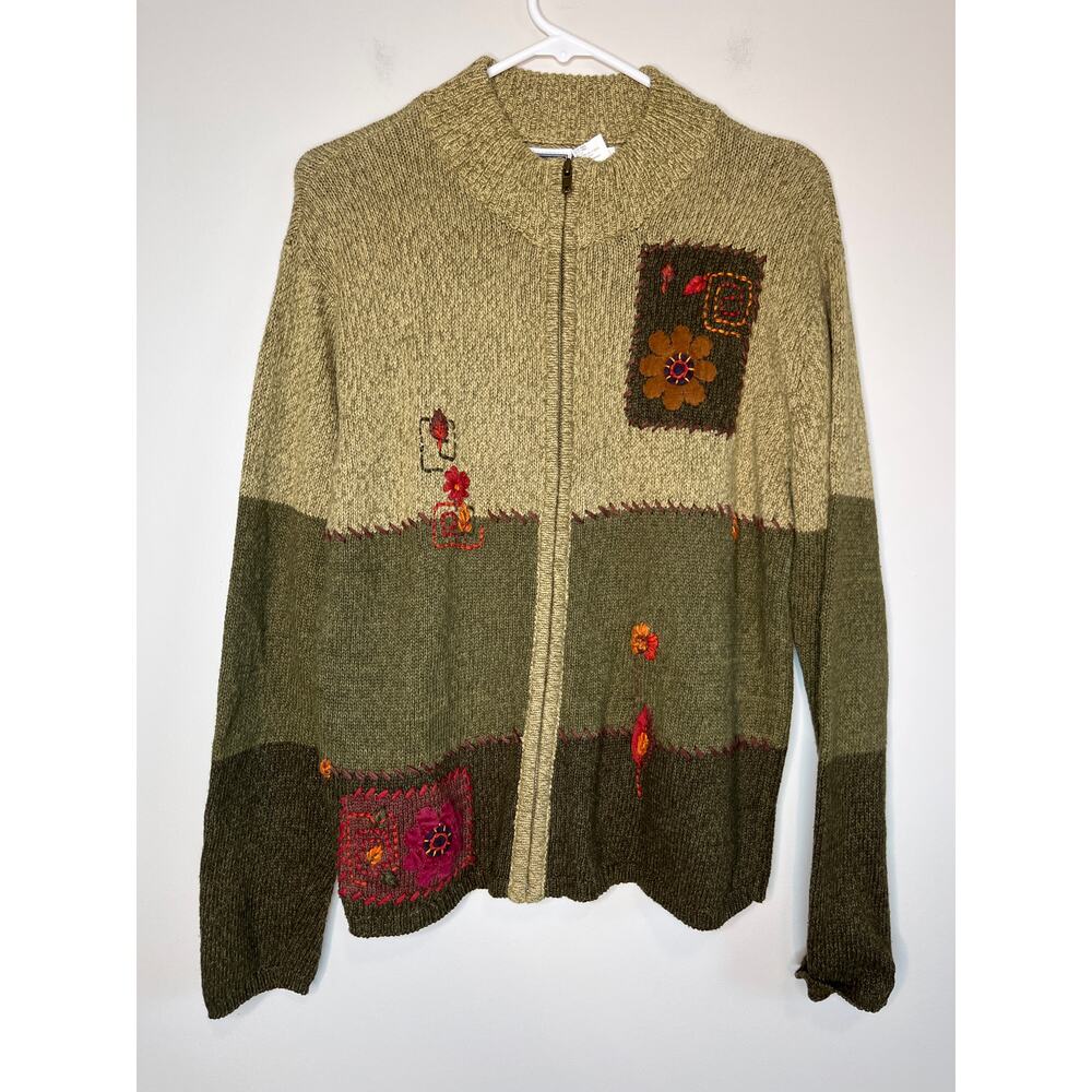 2000s Erika & Co Patchwork Color Block Fall Flora… - image 1